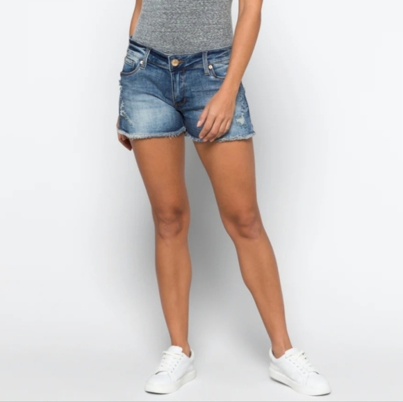 EUC | STS BLUE | Aubrey Mid Rise Fray Hem Side Slit Boyfriend Short - Picture 4 of 6